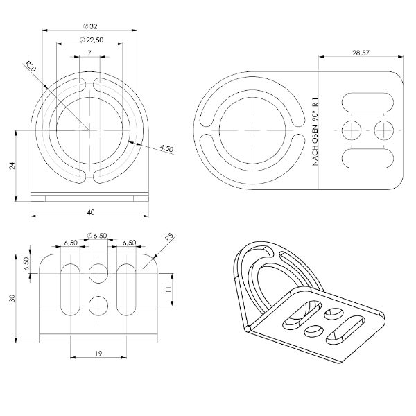 TUBELED 40 II V2A Stainless +/- 180º Light Holder 1 Pair