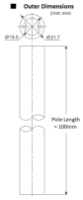 Aluminium Pole, Ø22mm x 100mm Long, Unthreaded N-Type Silver