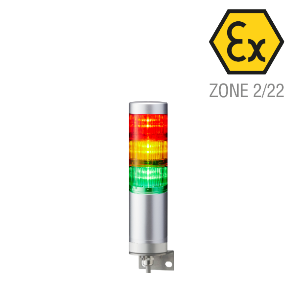 ATEX 60mm Dia 3 LED Signal Tower 24Vdc Wall Mount