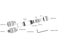 M8 4P Male Straight Shieldable Connector, 4 - 5.5mm OD