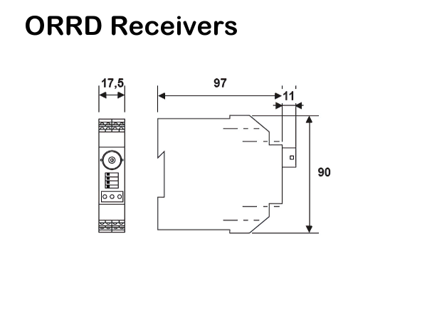 Orion DIN Rail Receiver, 3 Relays, 12 & 24Vdc