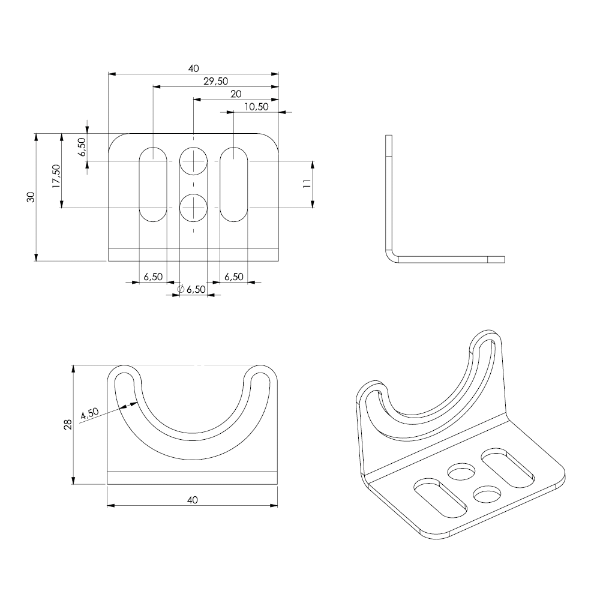 TUBELED 40 II V2A Stainless +/- 110º Magnetic Holder 1 Pair