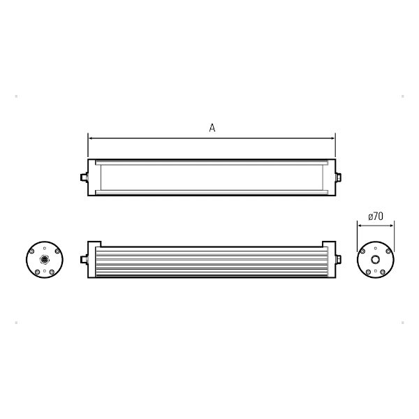 TUBELED 70 100° Optic: 300mm 522 lx 15W 24Vdc M12-A