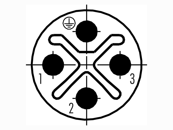 M12-S 3+E Pole Male Angled Screw Contacts, Ø8-10mm