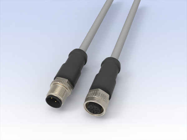 M12 4 Pole Female to Male Extension Cable, 40m