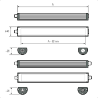 TUBELED 40 Element: 190mm 219 lx 4W 24Vdc M12-A