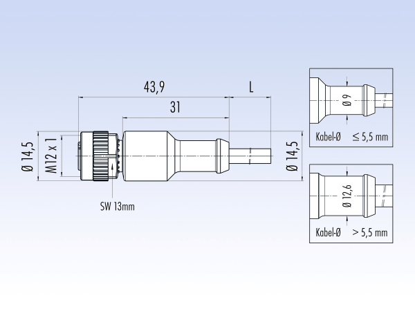 BINDER M12 8 Pole Female Straight 2m PUR Cable