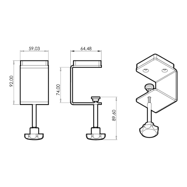 CENALED Table Clamp for Screw-On Base