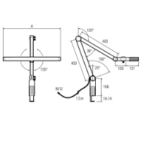 UNILED II Spring Arm Dimmer: 298mm 1905 lx 14W 24Vdc M12-A