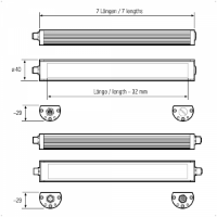 TUBELED 40 II Power: 190mm 415 lx 8W 24Vdc M12-A